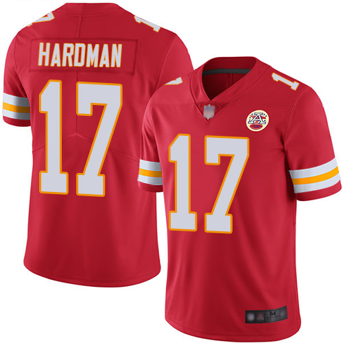 Youth Kansas City Chiefs #17 Hardman Mecole Red Team Color Vapor Untouchable Limited Player Football Nike NFL Jersey